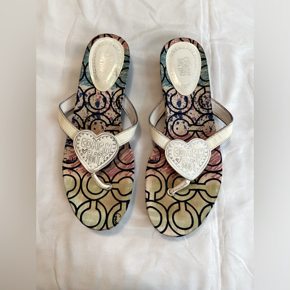 Coach Poppy Sophie White Sandals Sz 8.5